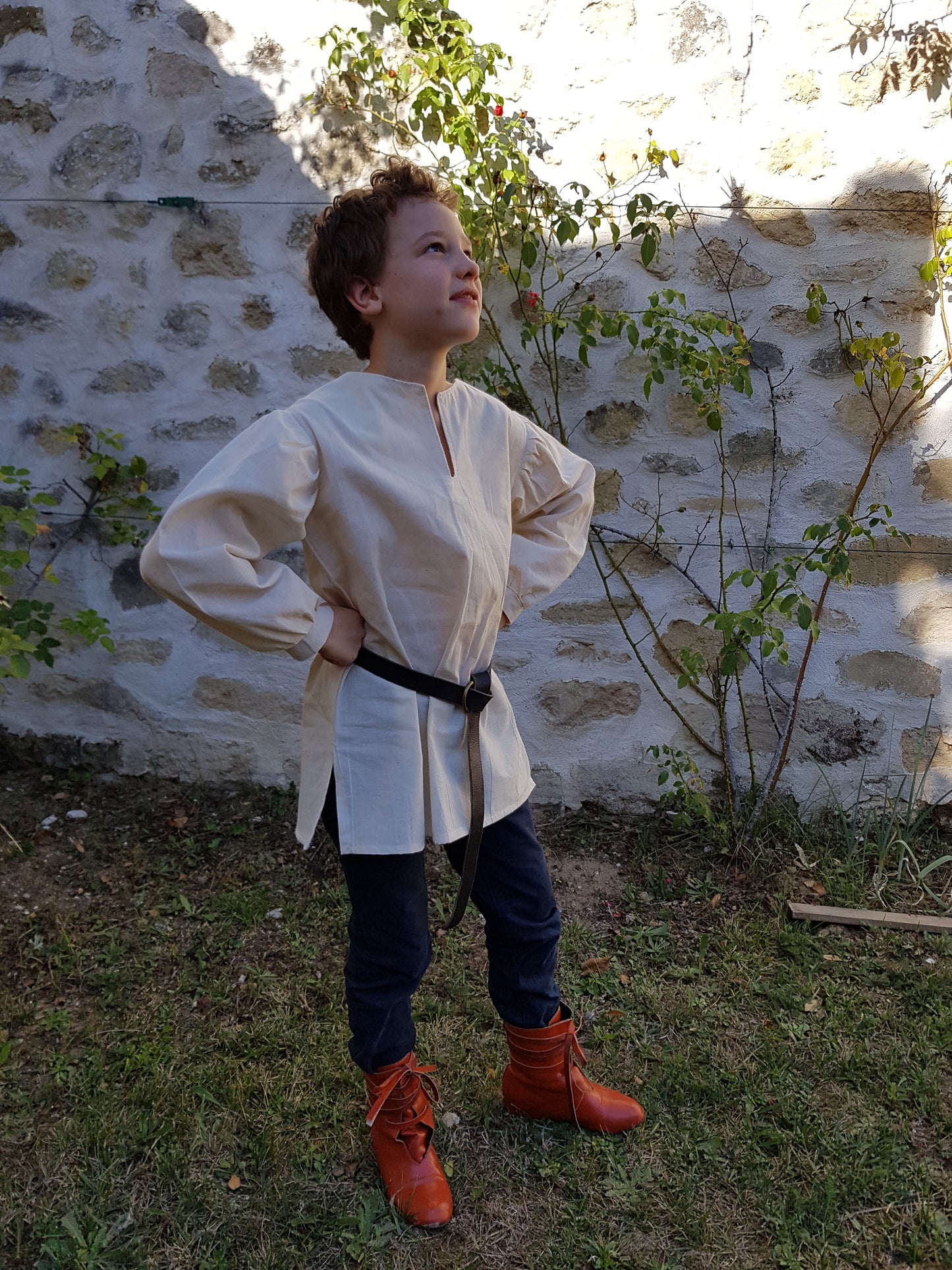 Chemise médiévale ou historique en coton, pour enfant