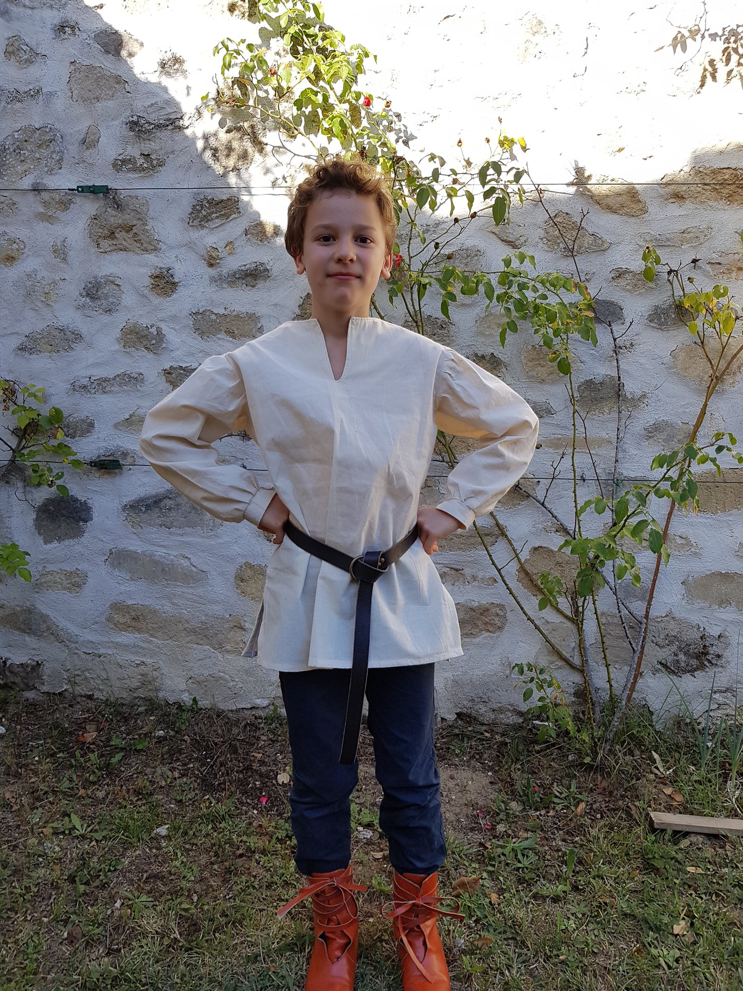 Chemise médiévale ou historique en coton, pour enfant