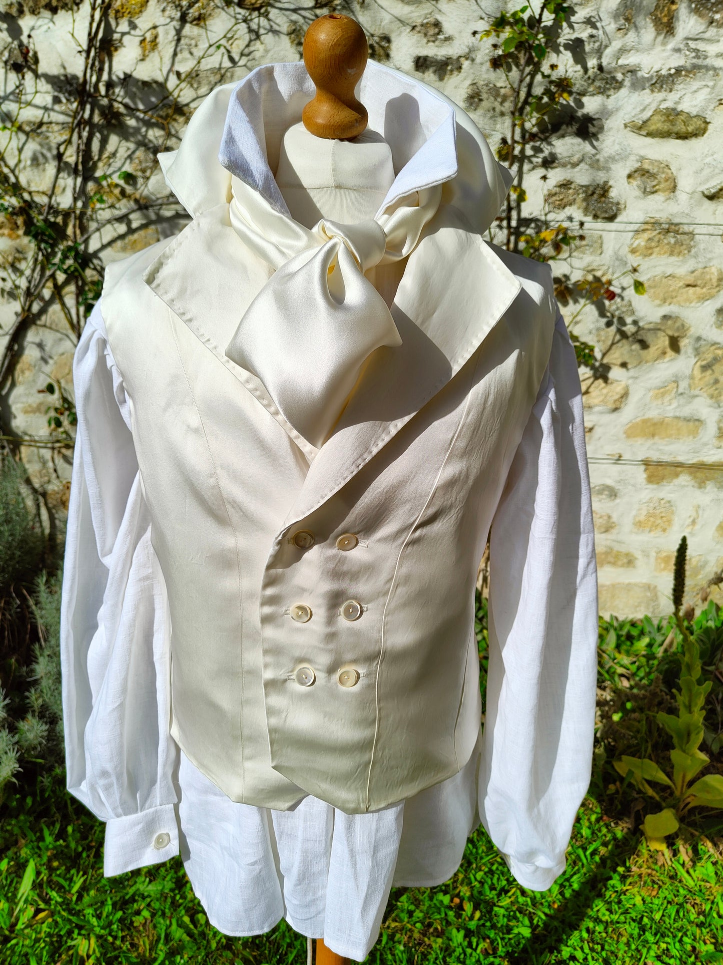 Gilet Empire en soie ivoire