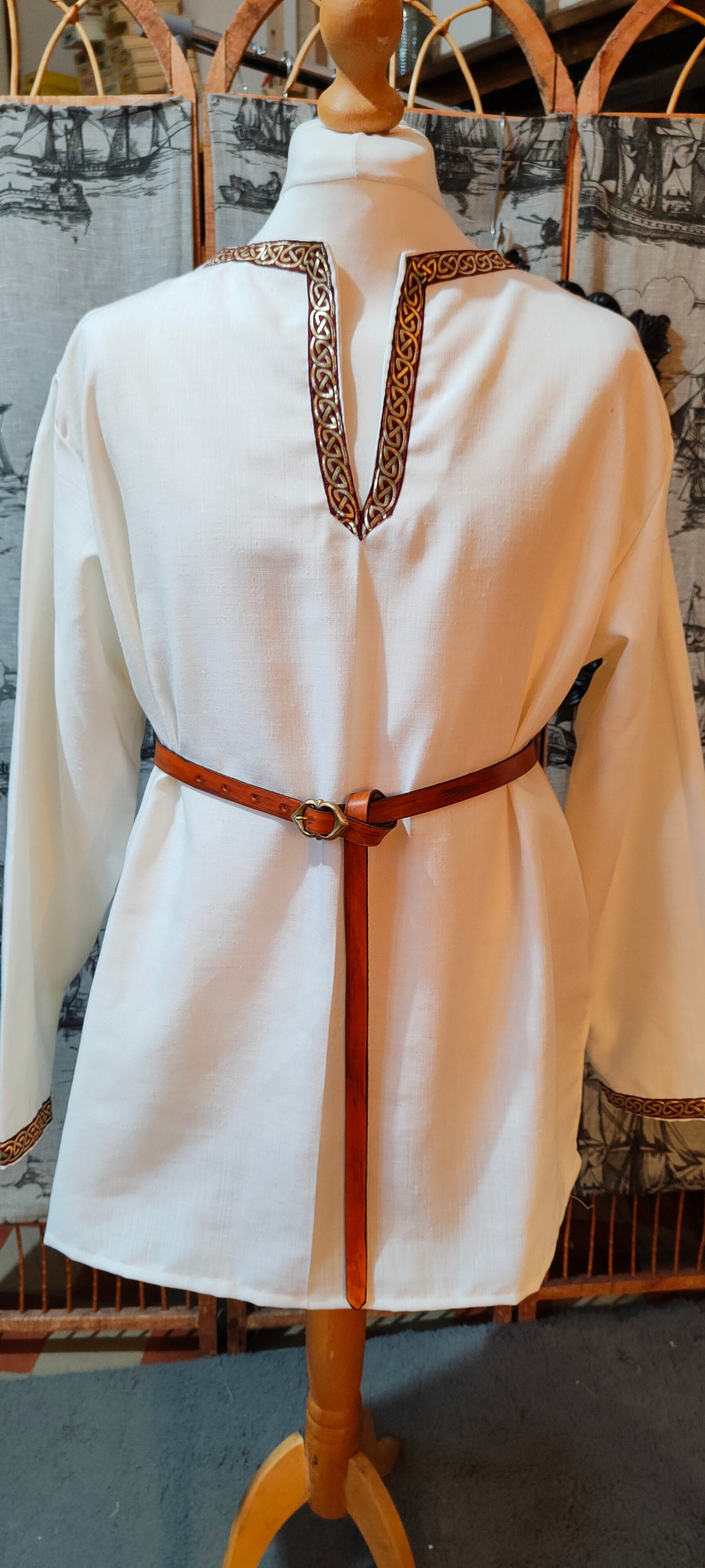 Tunique médiévale ou viking pour homme, en lin