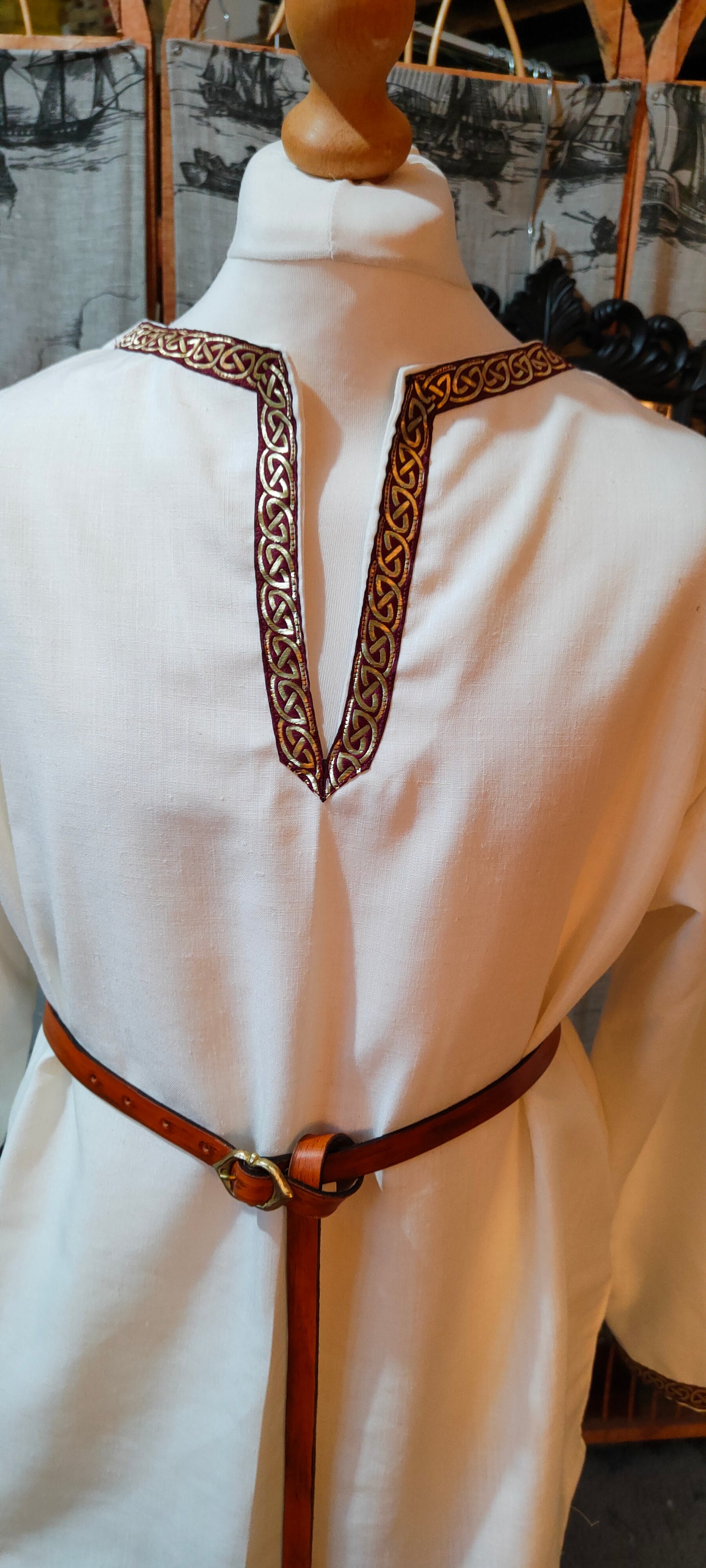Tunique médiévale ou viking pour homme, en lin