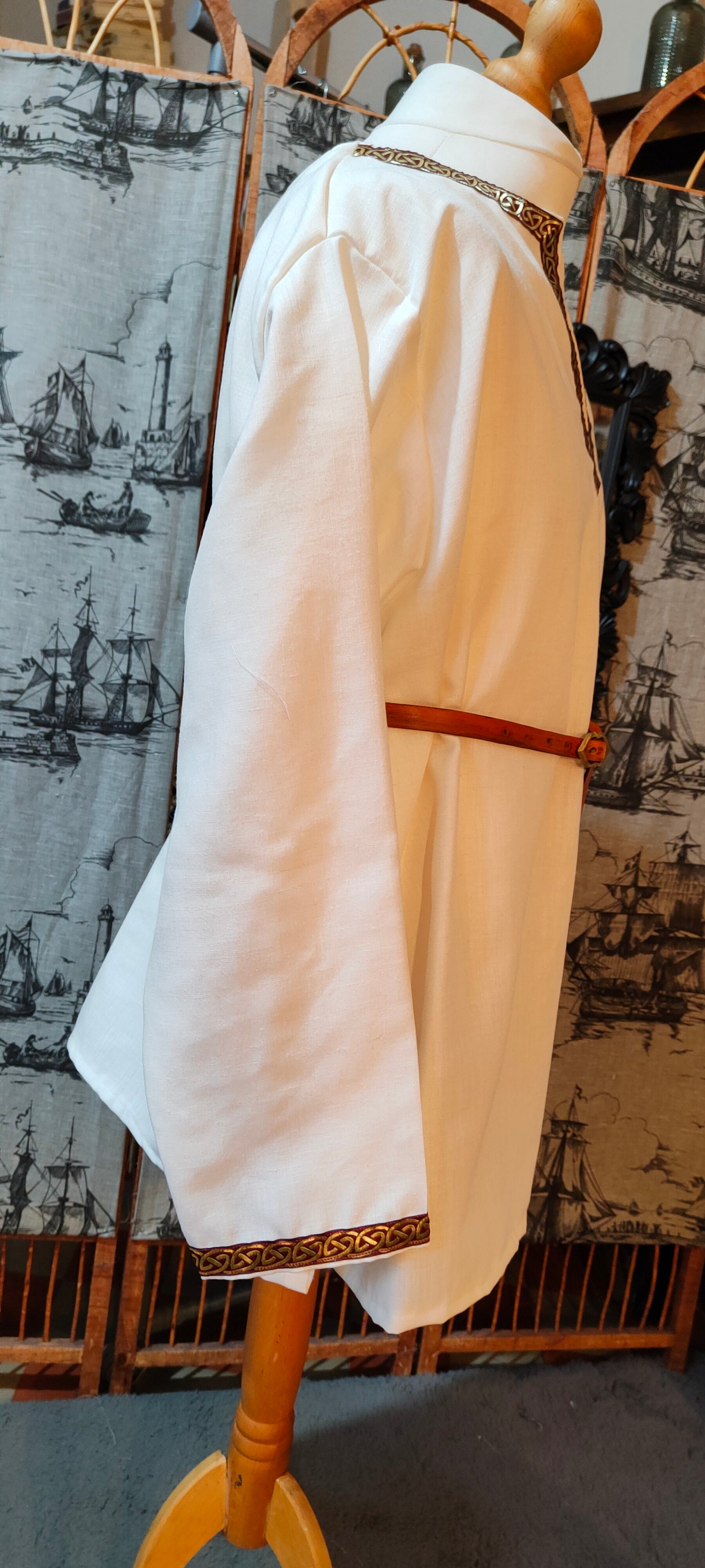 Tunique médiévale ou viking pour homme, en lin