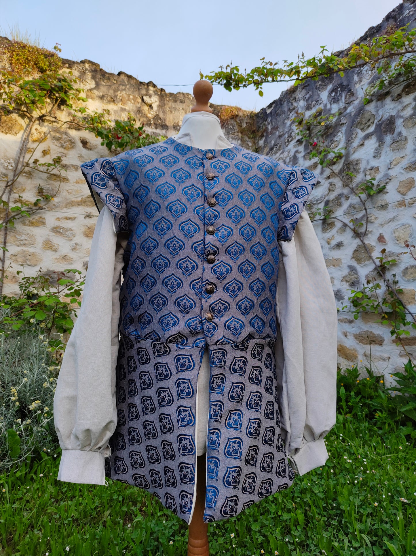 Veste pourpoint en jacquard bleu