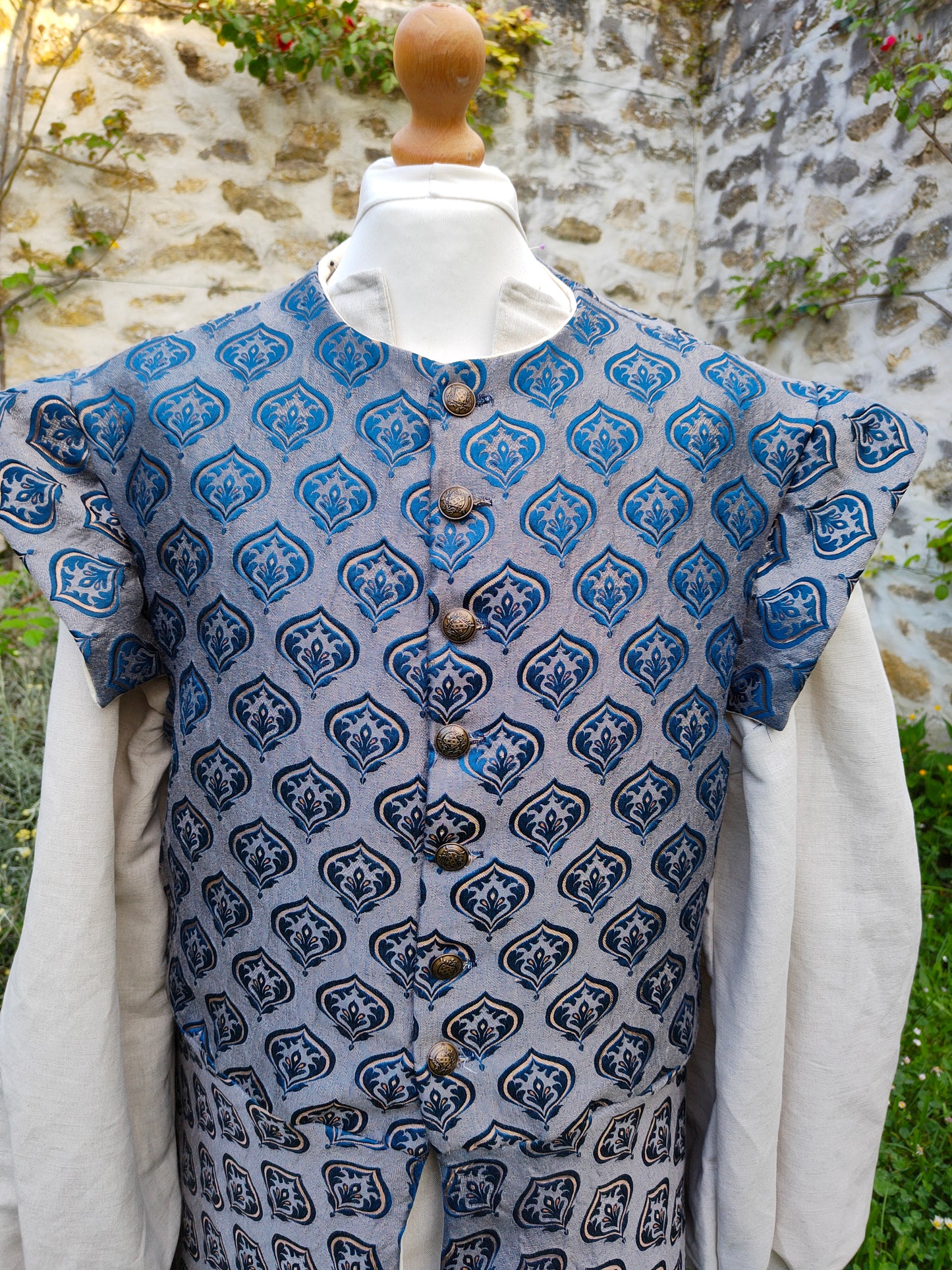Veste pourpoint en jacquard bleu