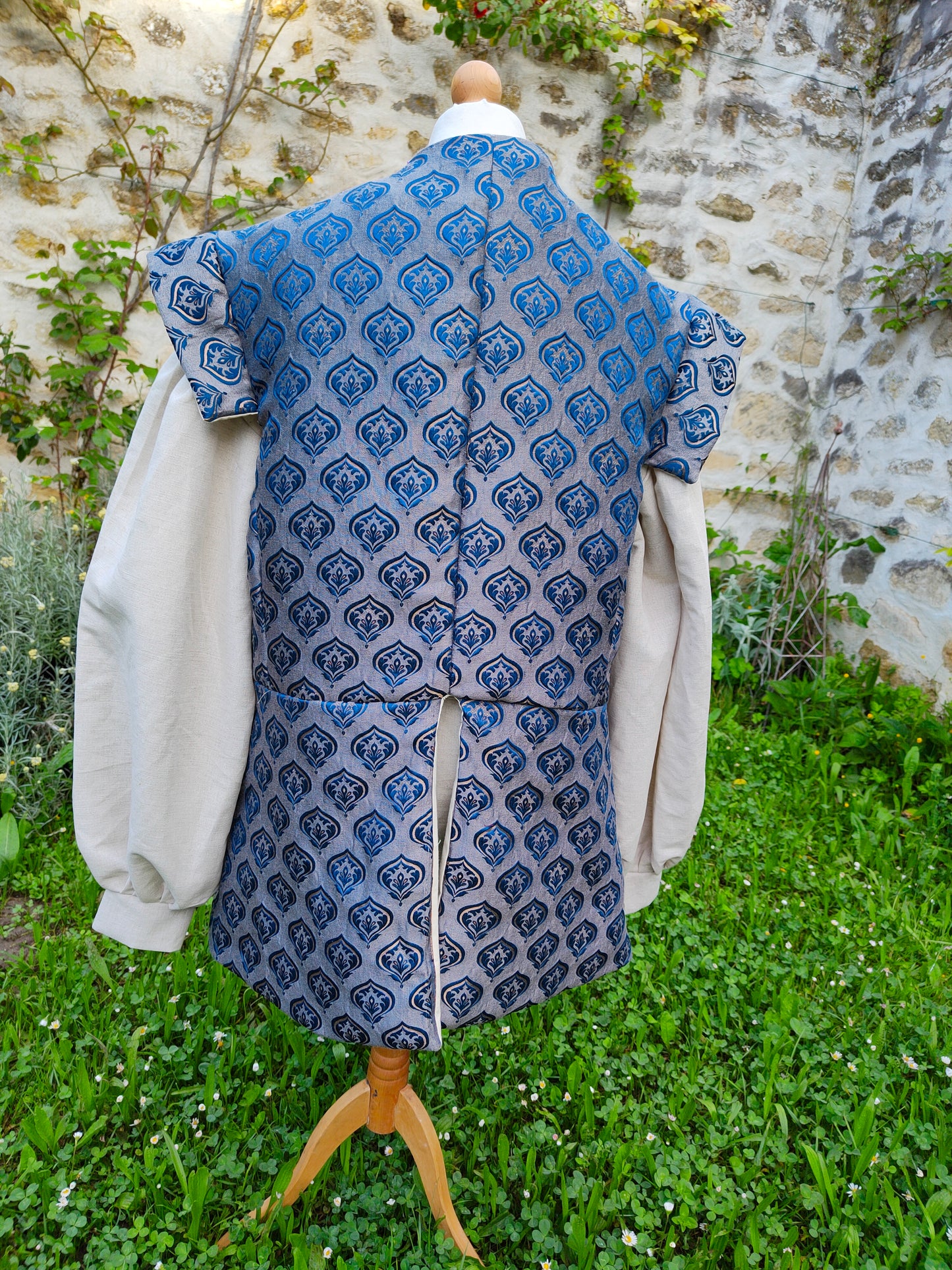 Veste pourpoint en jacquard bleu