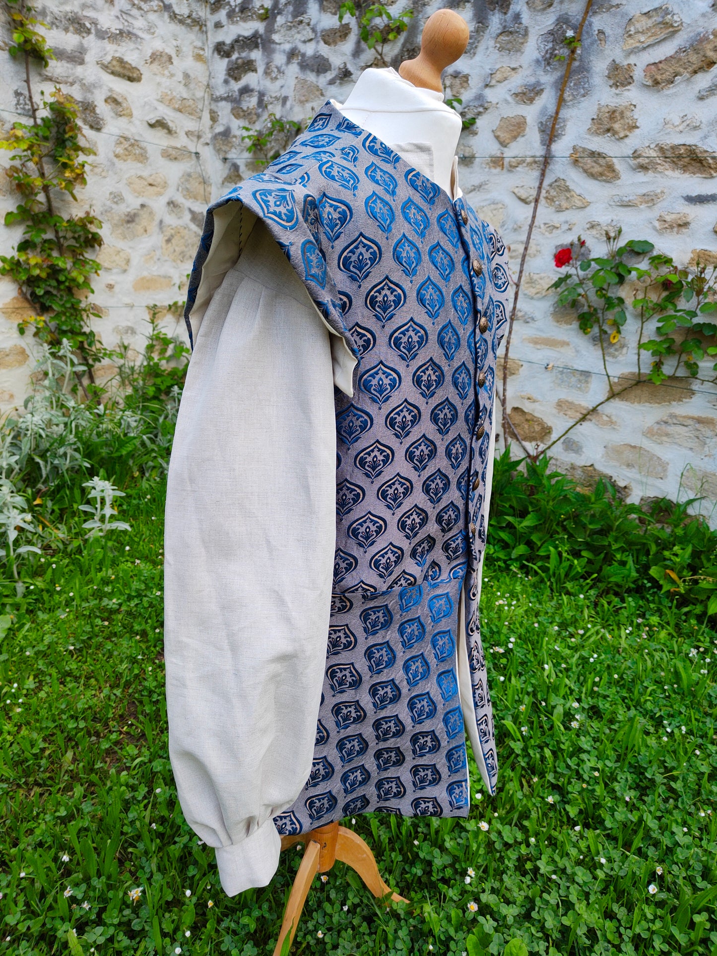 Veste pourpoint en jacquard bleu