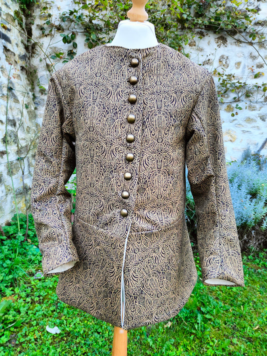 Veste médiévale XVème siècle, en cachemire,  pour homme, doublet médiéval, pourpoint