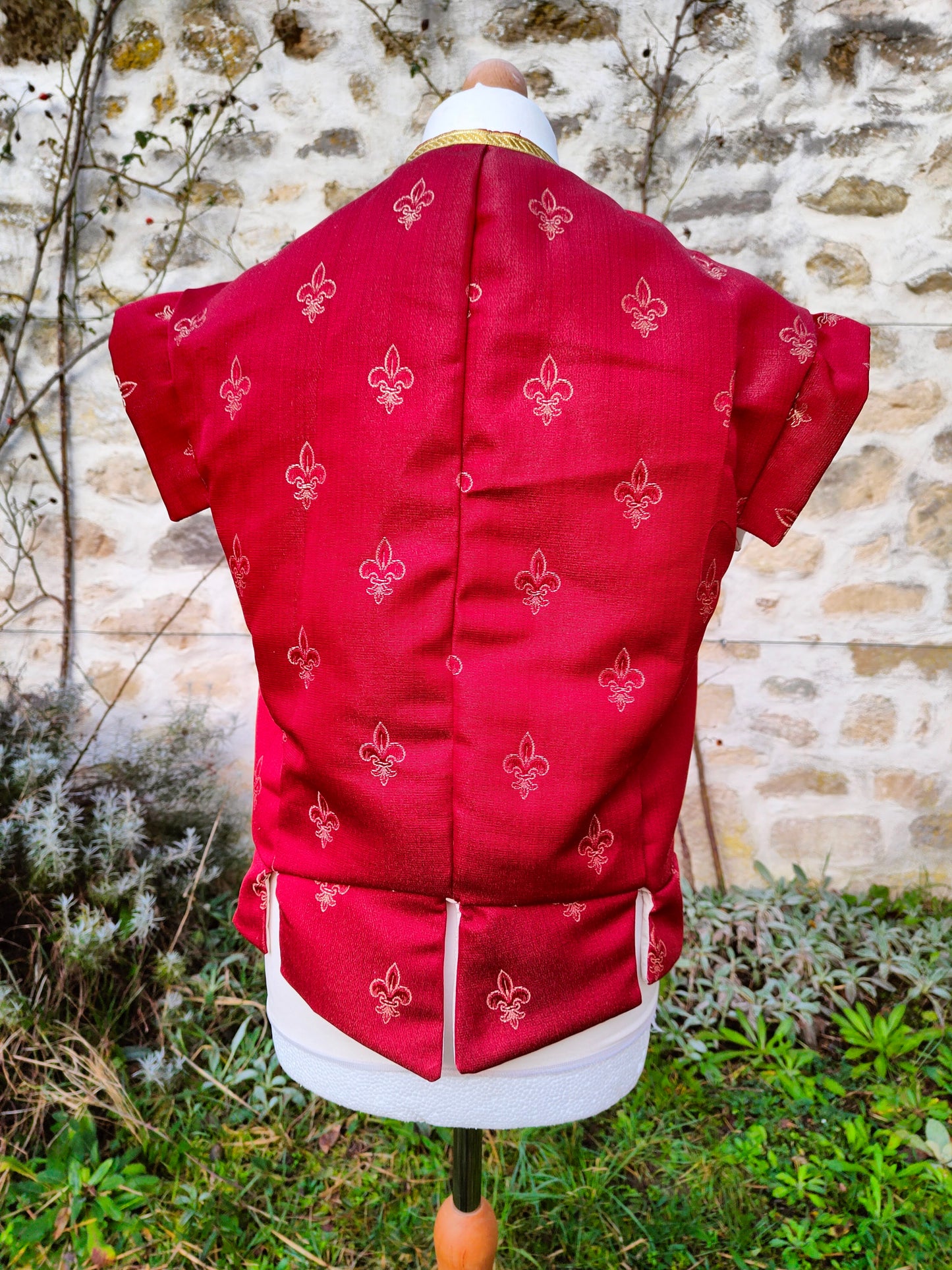 Pourpoint à petites basques à motif fleurs de lys, costume Renaissance ou médiéval tardif
