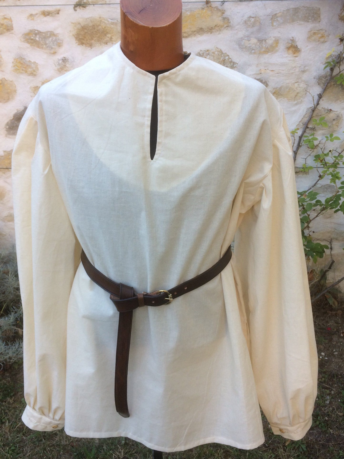 Chemise médiévale pour homme en coton écru, chemise pirate ou tunique médiévale, corsaire, Renaissance