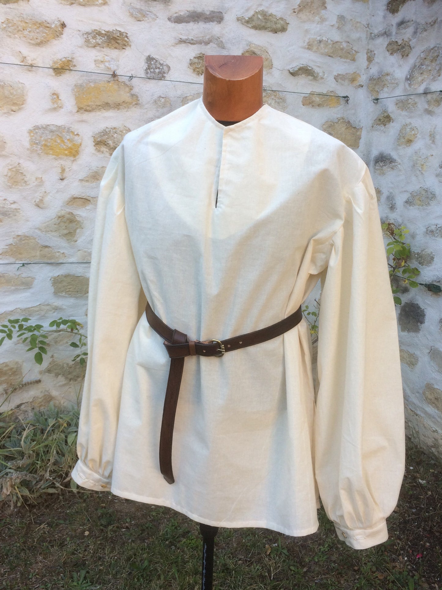 Chemise médiévale pour homme en coton écru, chemise pirate ou tunique médiévale, corsaire, Renaissance