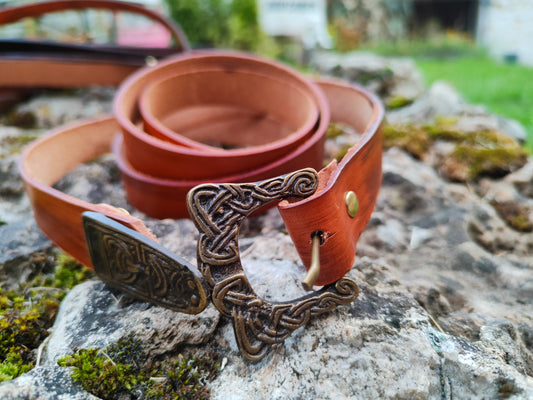 Ceinture viking pour homme ou femme en cuir véritable