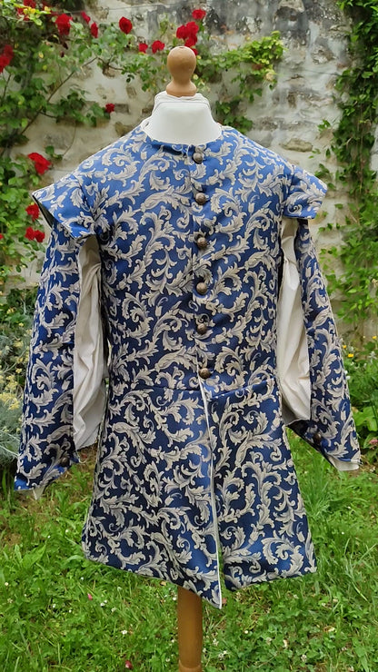 Veste XV/XVI ème siècles avec manches à crevées, en jacquard.