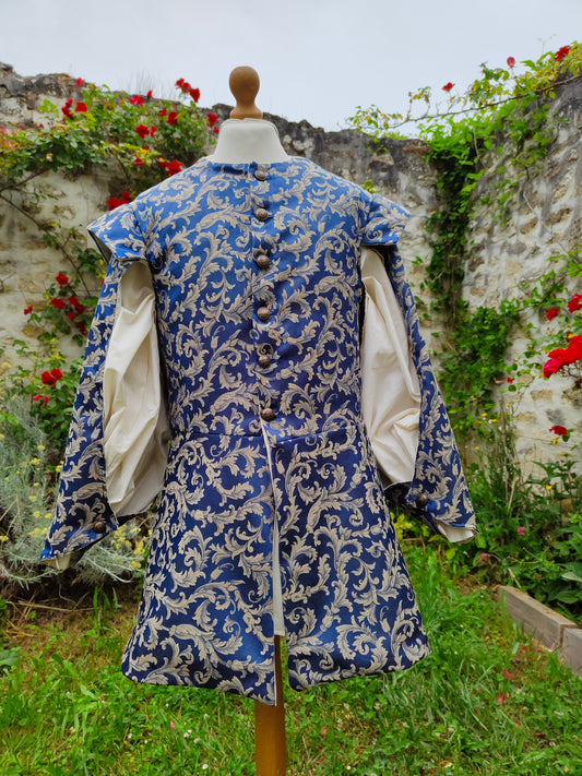 Veste XV/XVI ème siècles avec manches à crevées, en jacquard.