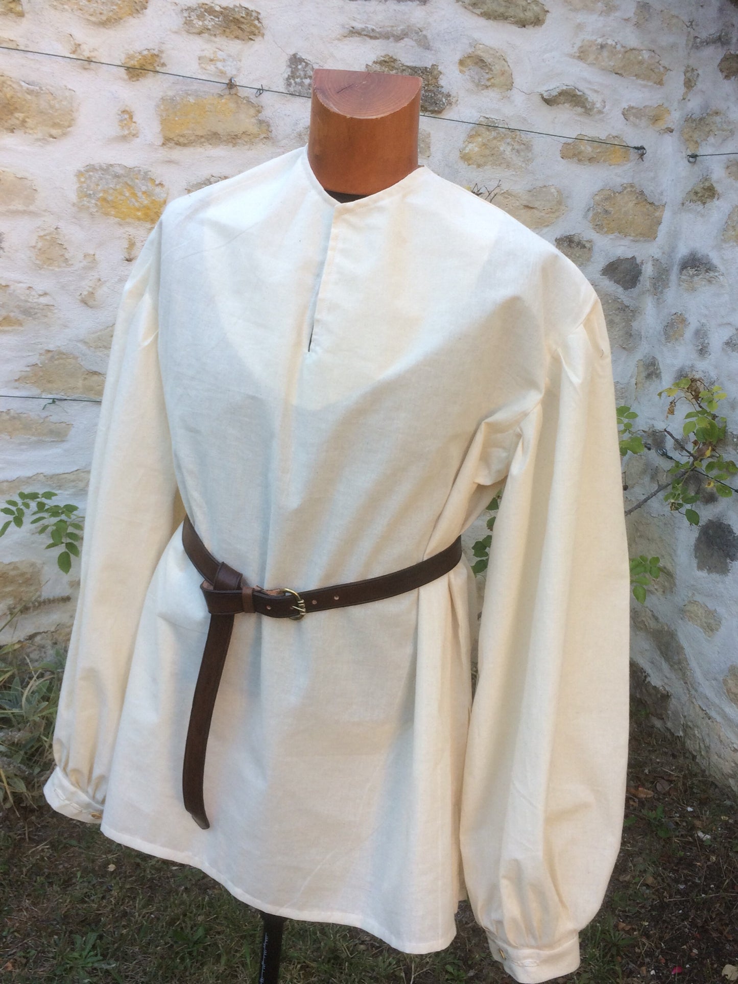 Chemise médiévale pour homme en coton écru, chemise pirate ou tunique médiévale, corsaire, Renaissance